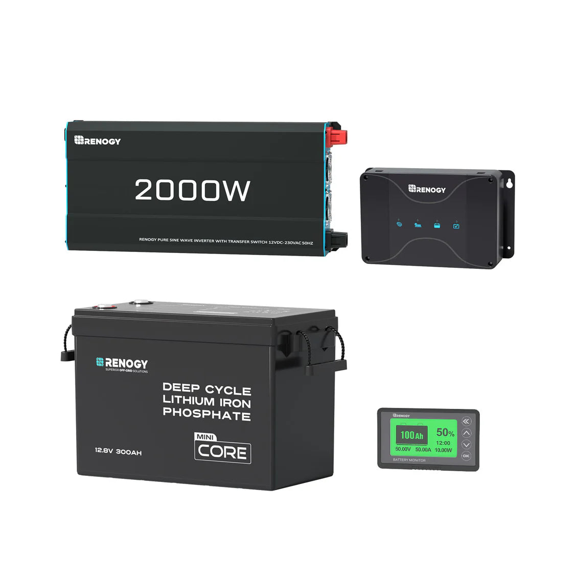 3,84 kWh Caravan Power Kit | 2000 W Omvormer en 50 A Acculader