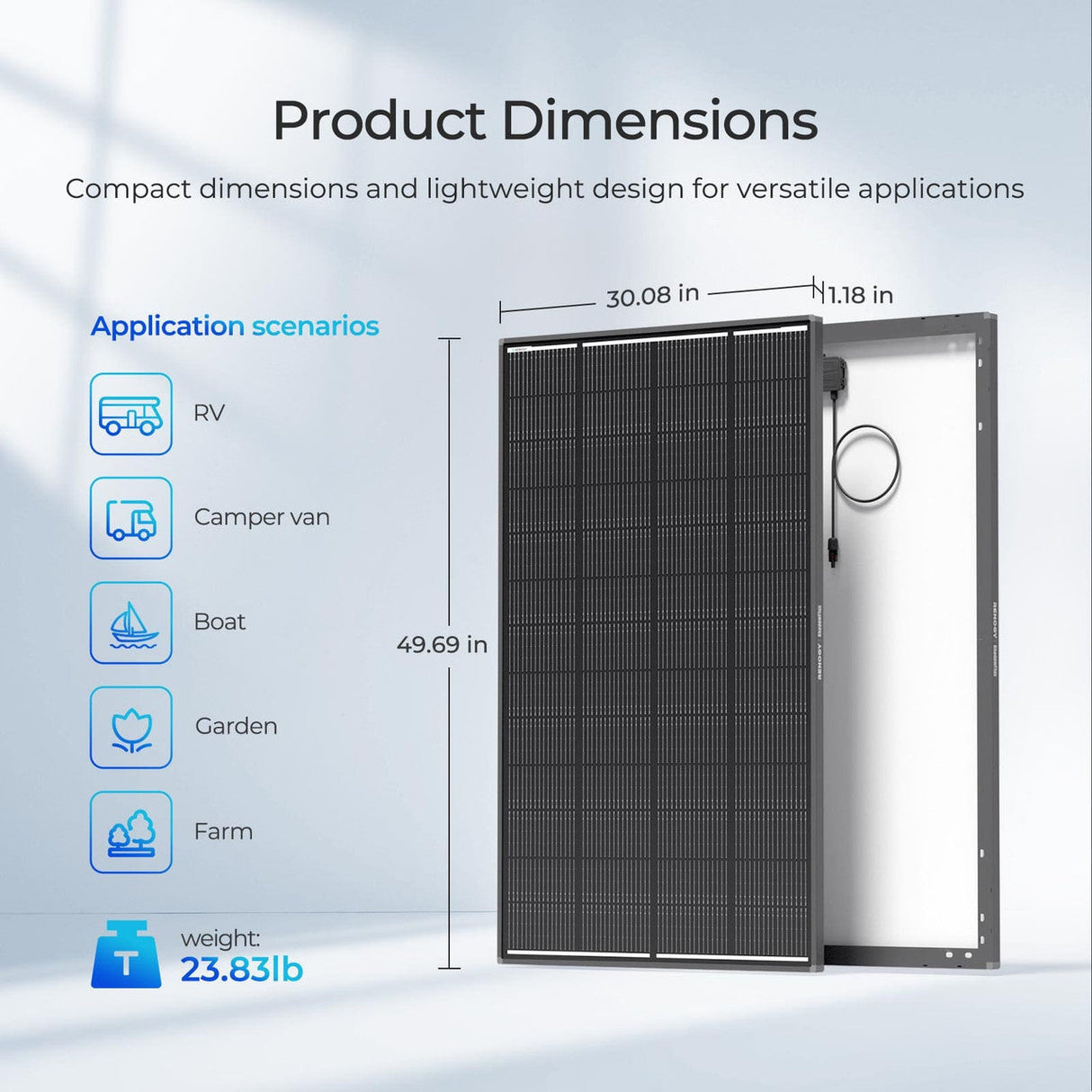 Renogy 200W N-Type ShadowFlux Zonnepaneel – Anti-Ombrage Technologie