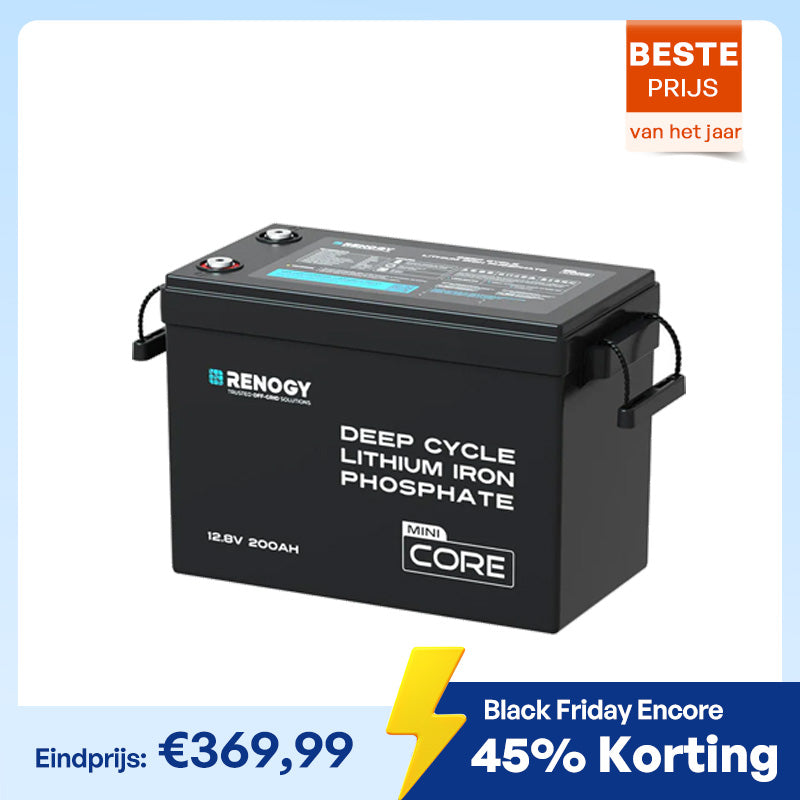 Renogy Core Mini 12,8V 200Ah LiFePO4 Batterij met Lage-Temperatuur