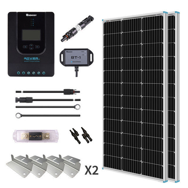 200 W 12 V/24 V monokristallijne zonne-energie premiumkit met Rover 20 A-laadregelaar