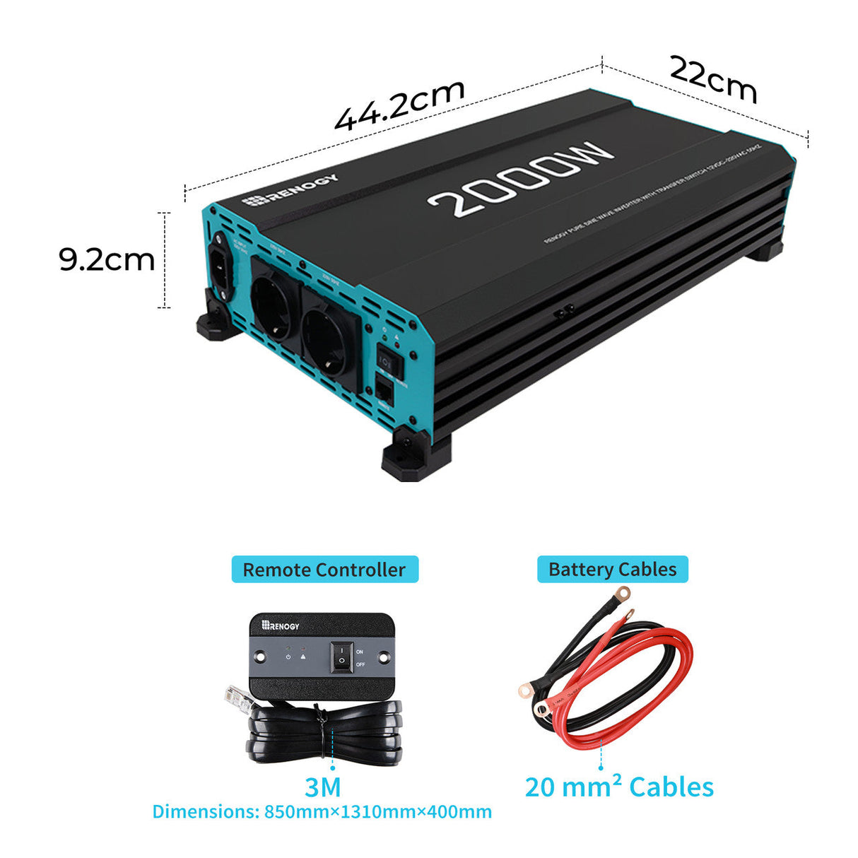 2000W 12V Zuivere Sinus Omvormer – DC naar AC voor Camper, Buscamper & Off-Grid