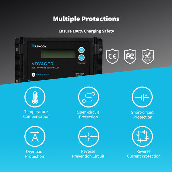 Nouvelle édition Régulateur de charge solaire étanche PWM Voyager 20A