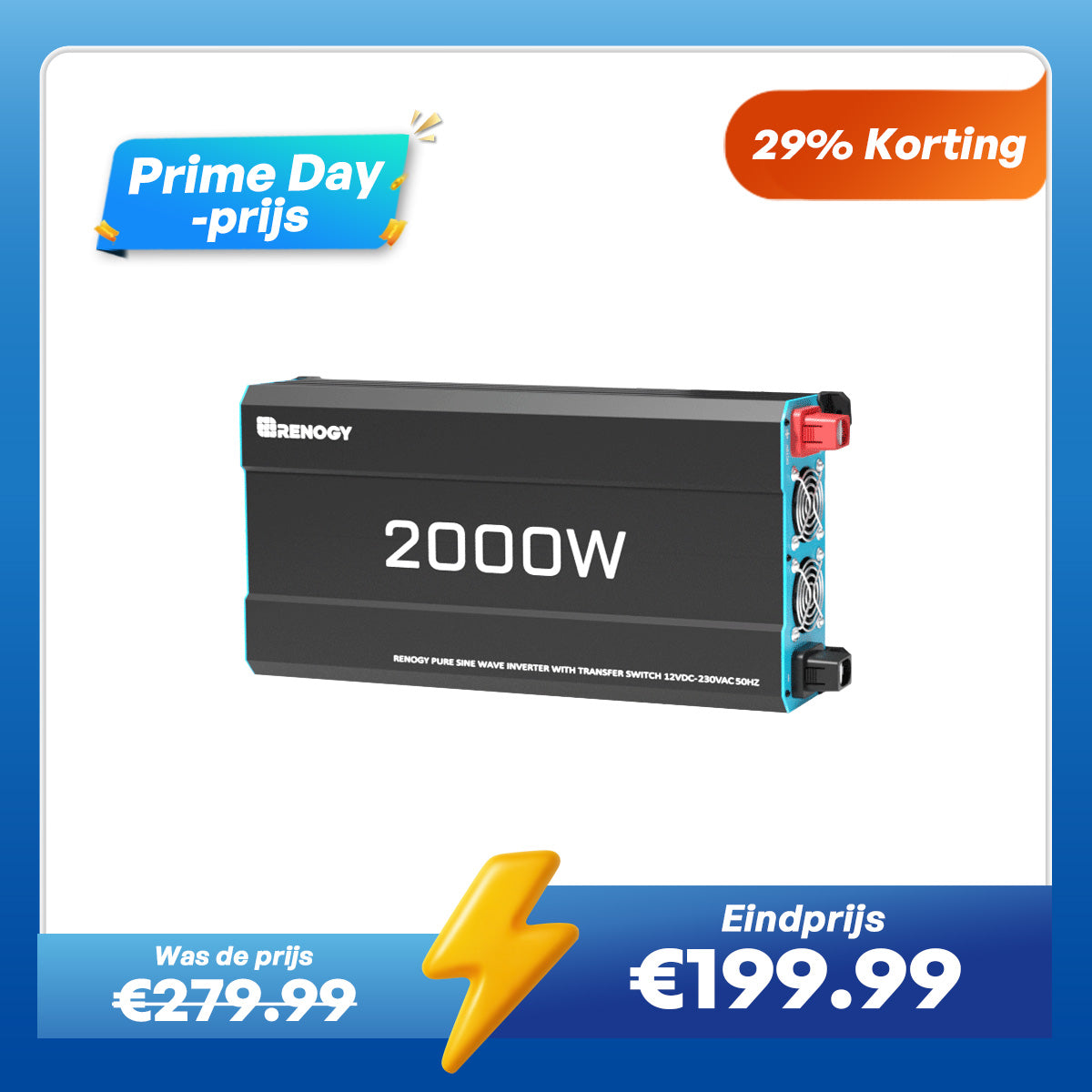 Onduleur Pur Sinus 2000W 12V – CC vers CA pour Camping-car, Fourgon aménagé et Hors-réseau