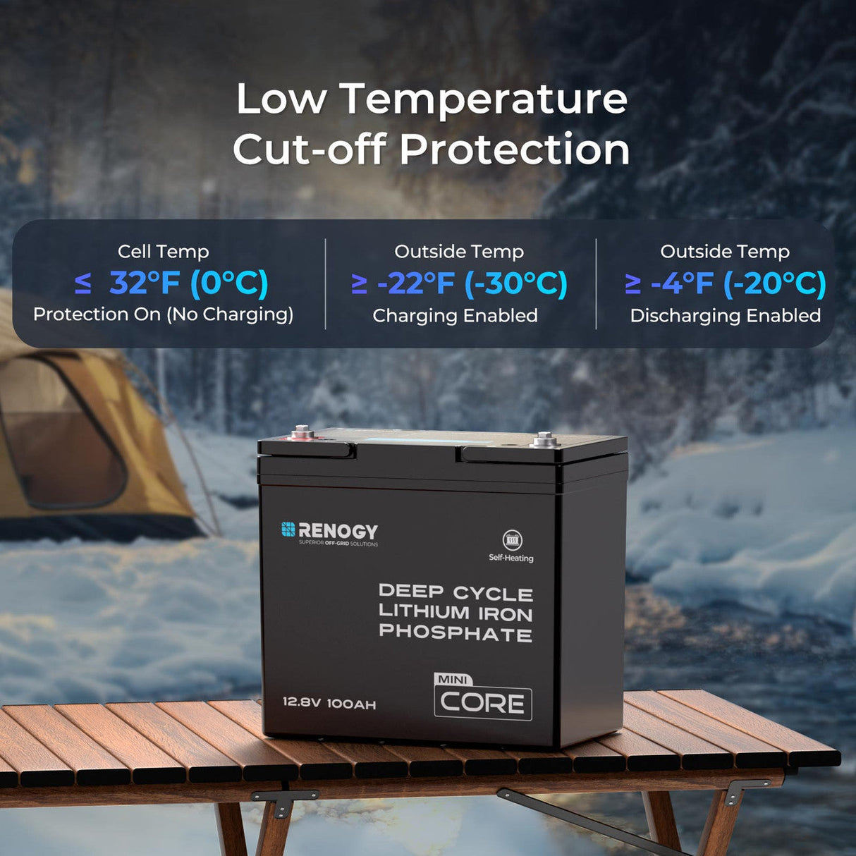 Core Mini DuoHeat — LiFePO₄ 12,8 V 100 Ah Batterij
