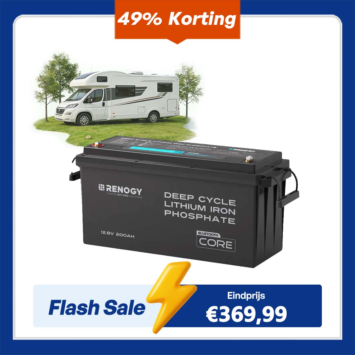 Core – 12V 200Ah LiFePO4 batterij met Bluetooth