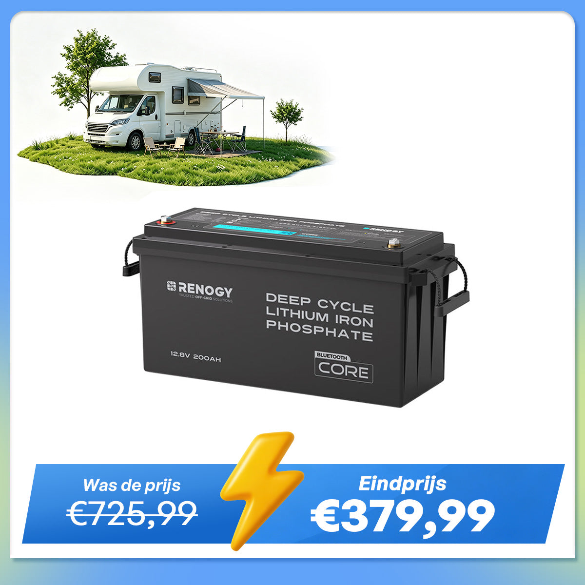 Core – 12V 200Ah LiFePO4 batterij met Bluetooth