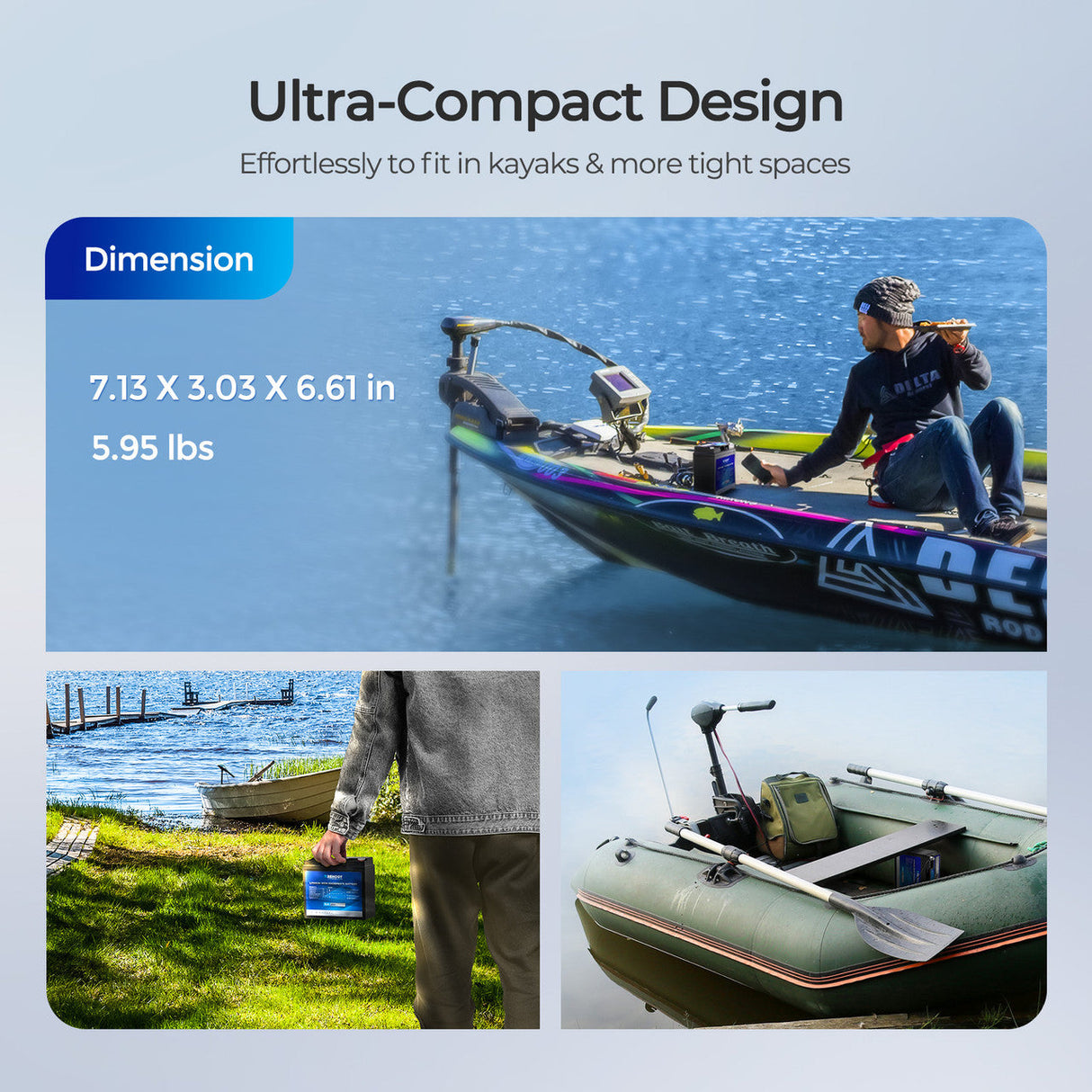 Batterie au lithium fer phosphate (LiFePO4) 12 V 20 Ah pour moteur de pêche à la traîne