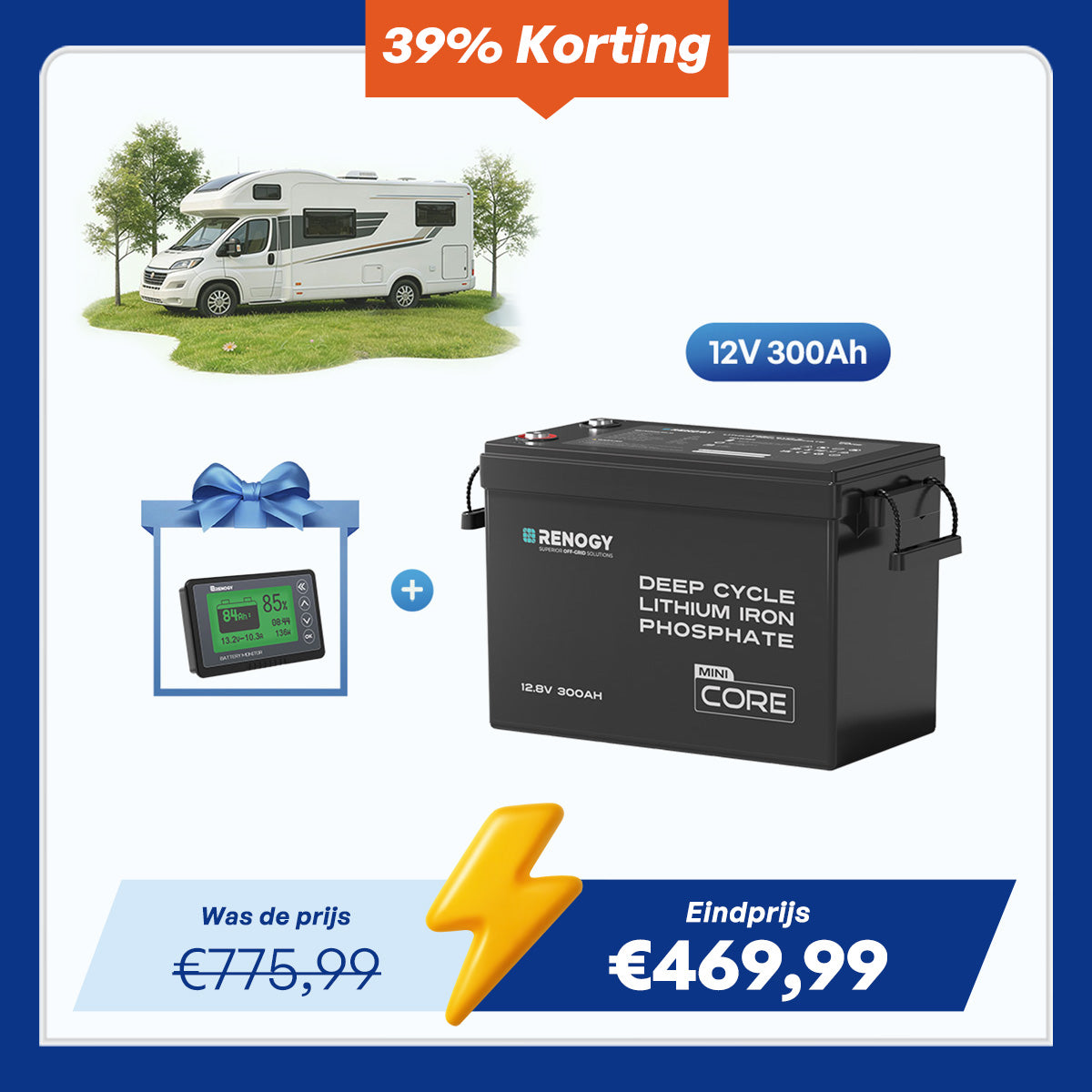 Core Mini – 12,8V 300Ah LiFePO4 Accu met Laagtemperatuurbescherming voor Camper & Caravan