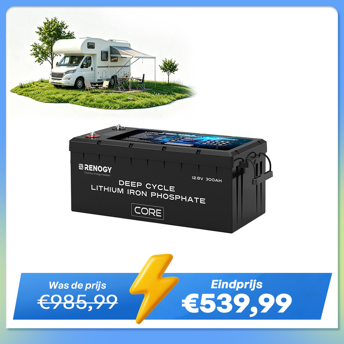 Renogy 12V 300Ah Core Series LiFePO4 Accu – Zelfverwarmend (Nieuwe Versie)