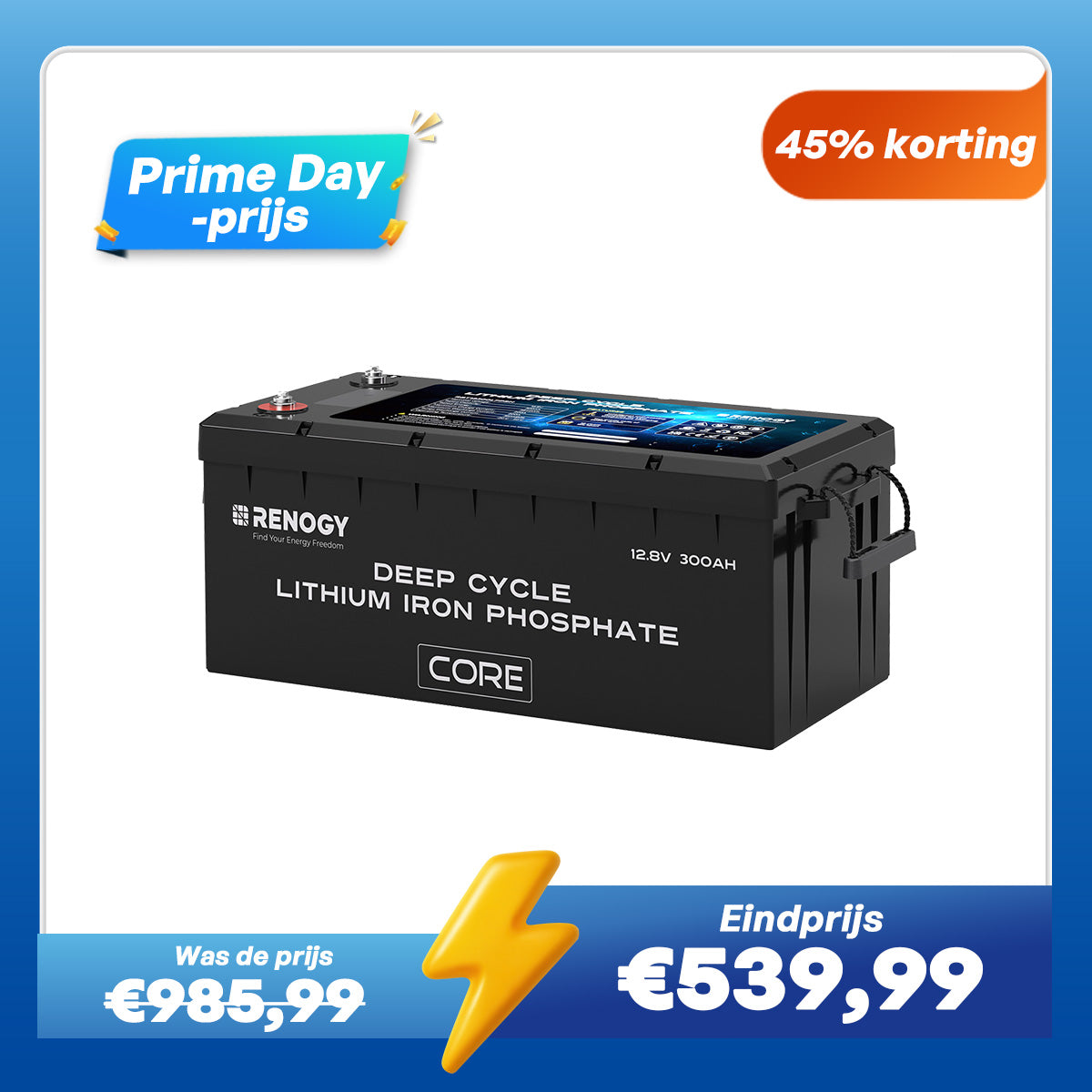 Renogy 12V 300Ah Core Series LiFePO4 Accu – Zelfverwarmend (Nieuwe Versie)