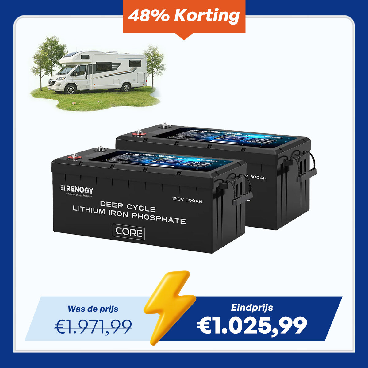 Batterie LiFePO4 12V 300Ah Core Series de Renogy – Auto-chauffante (Nouvelle Version)