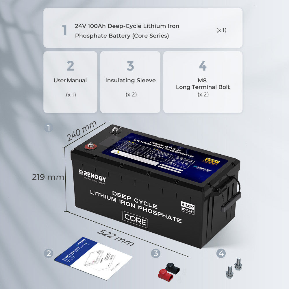Batterie lithium LiFePo4 24 V 100 Ah avec auto-chauffage