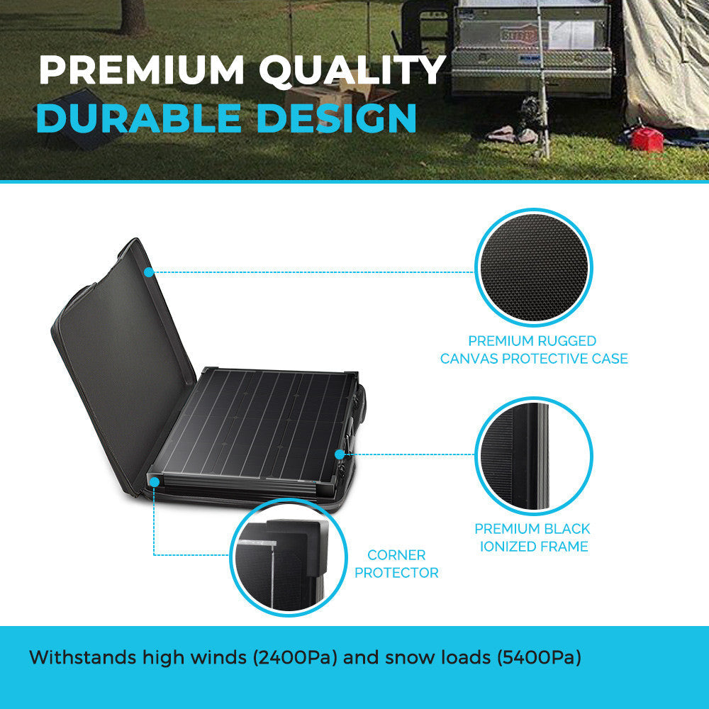 Valise solaire pliable monocristalline 100 Watt 12 Volt sans contrôleur