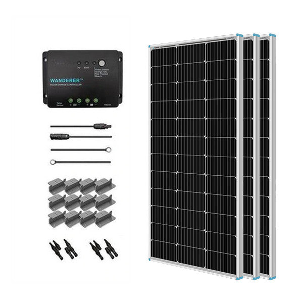 Kit de démarrage solaire 300 Watt 12 Volt avec contrôleur de charge PWM 30A
