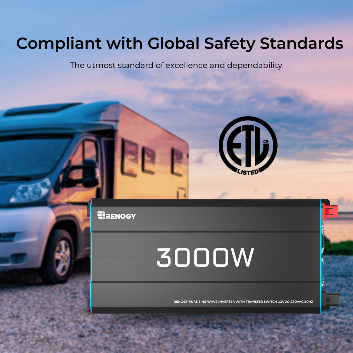 Renogy 3000W 12V Zonne-omvormer | Pure Sinus | Camper, Motorhome & Off-Grid