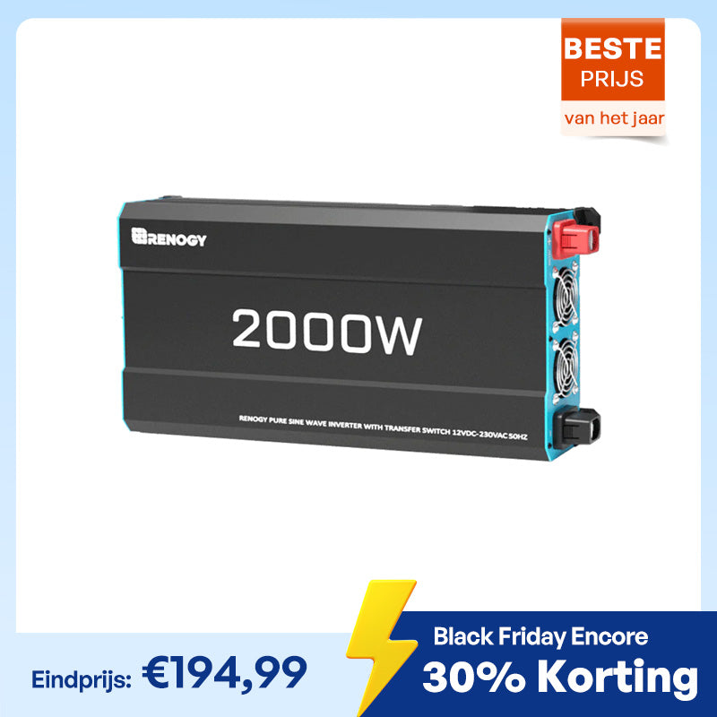2000W 12V Solar Inverter Pure Sine Wave DC to AC for Camper Van Motorhome Off-Grid