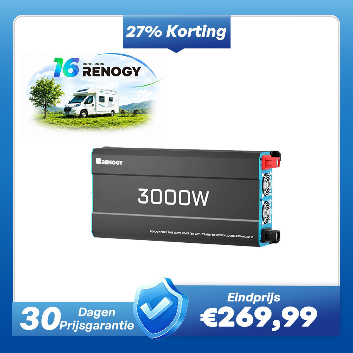 3000W 12V Zonne-omvormer | Pure Sinus | Camper, Motorhome & Off-Grid