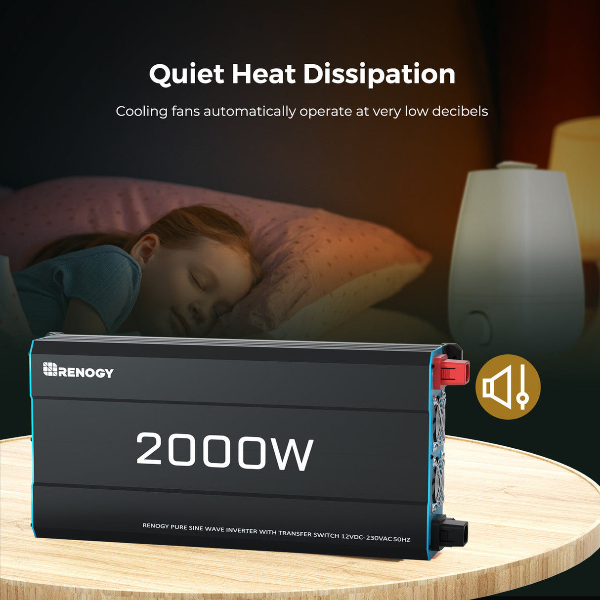 2000W 12V Solar Inverter Pure Sine Wave DC to AC for Camper Van Motorhome Off-Grid