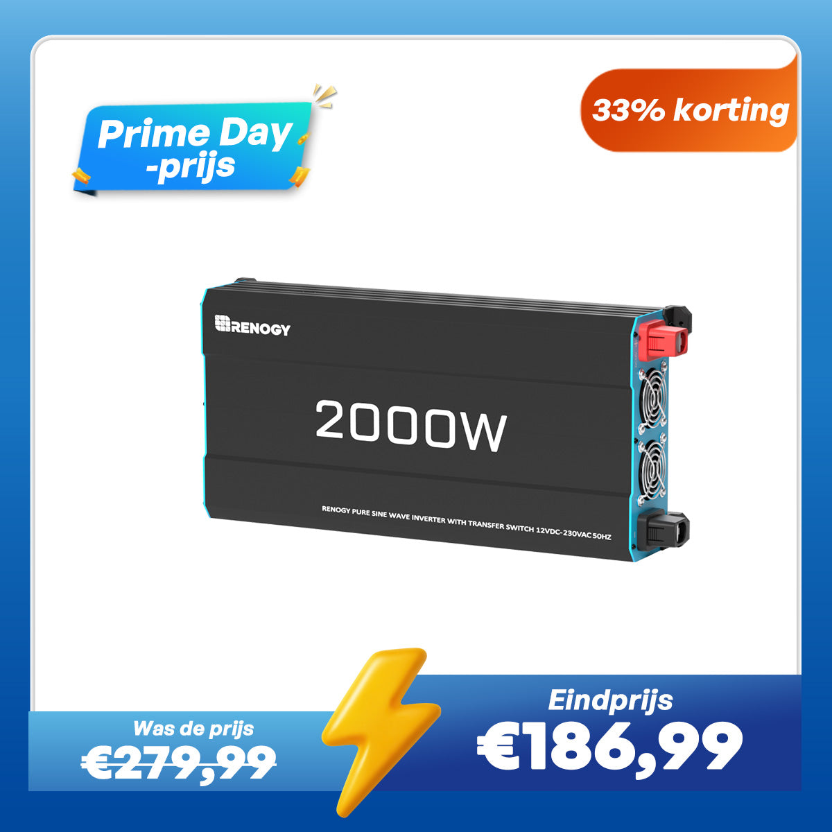 2000W 12V Zuivere Sinus Omvormer – DC naar AC voor Camper, Buscamper & Off-Grid