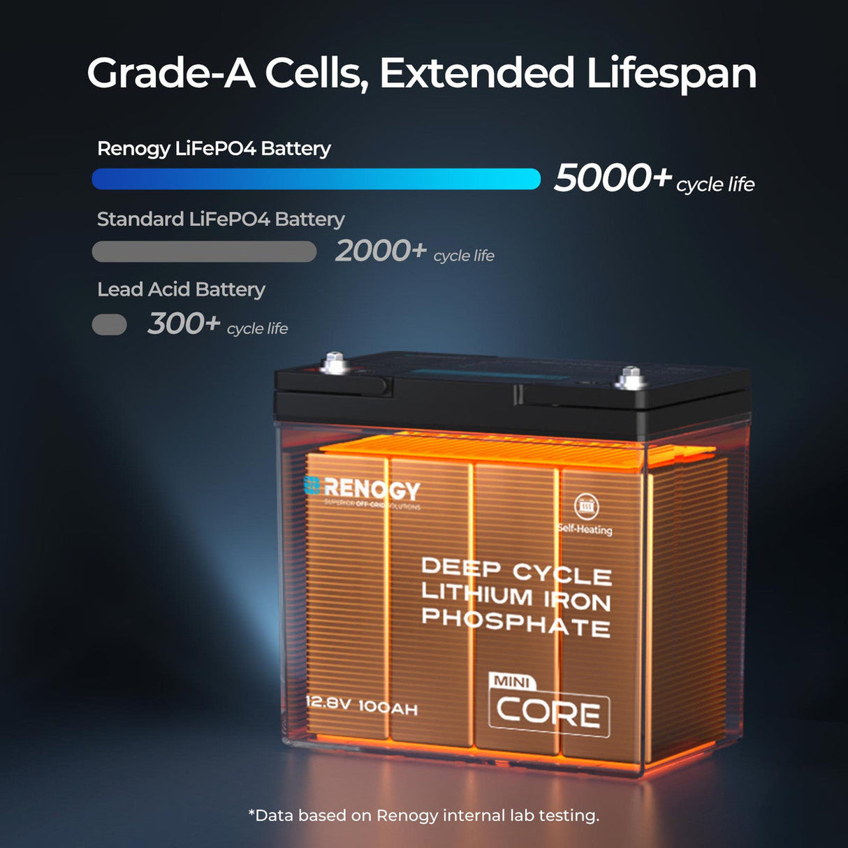 Core Mini DuoHeat — LiFePO₄ 12,8 V 100 Ah Batterij
