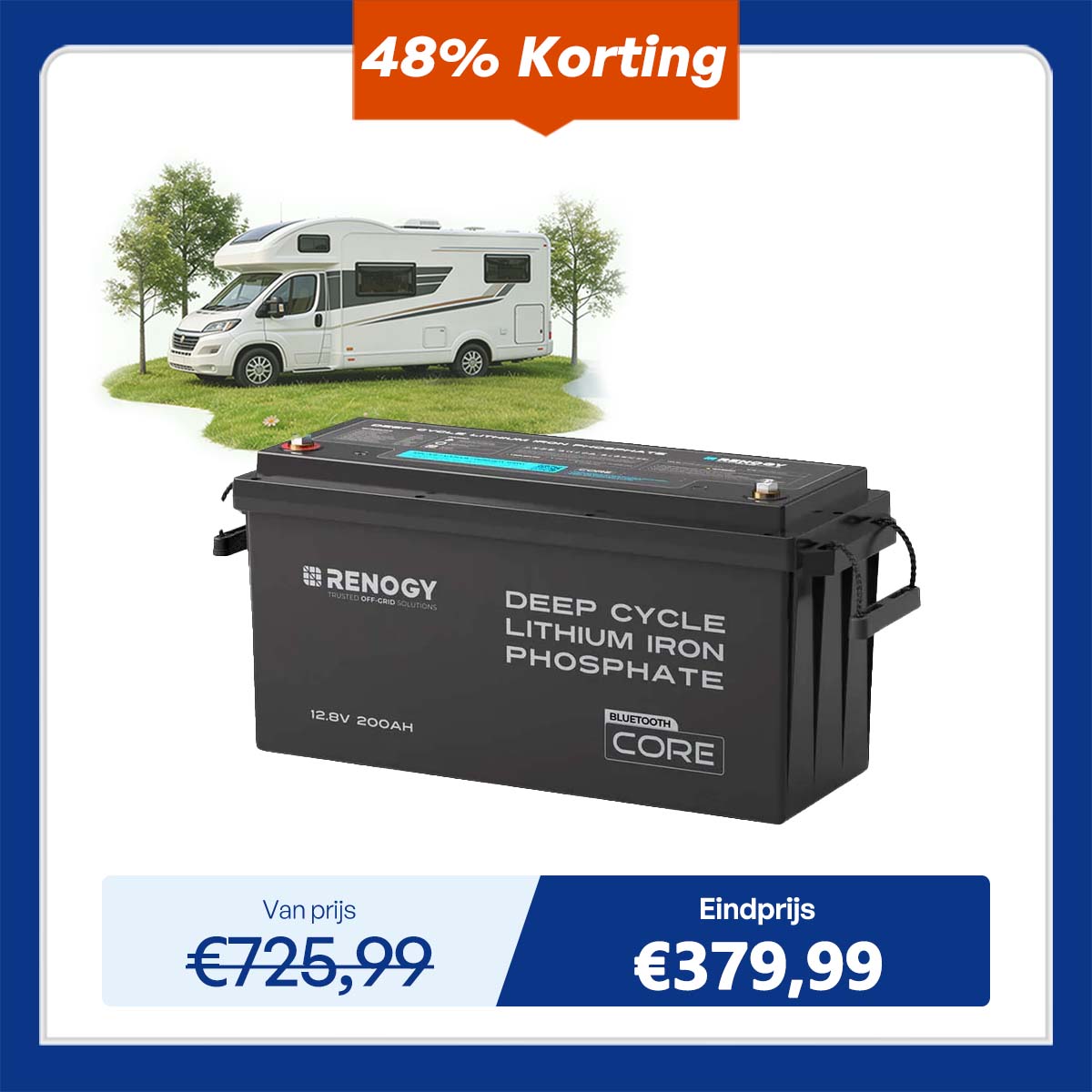 Core – 12V 200Ah LiFePO4 batterij met Bluetooth