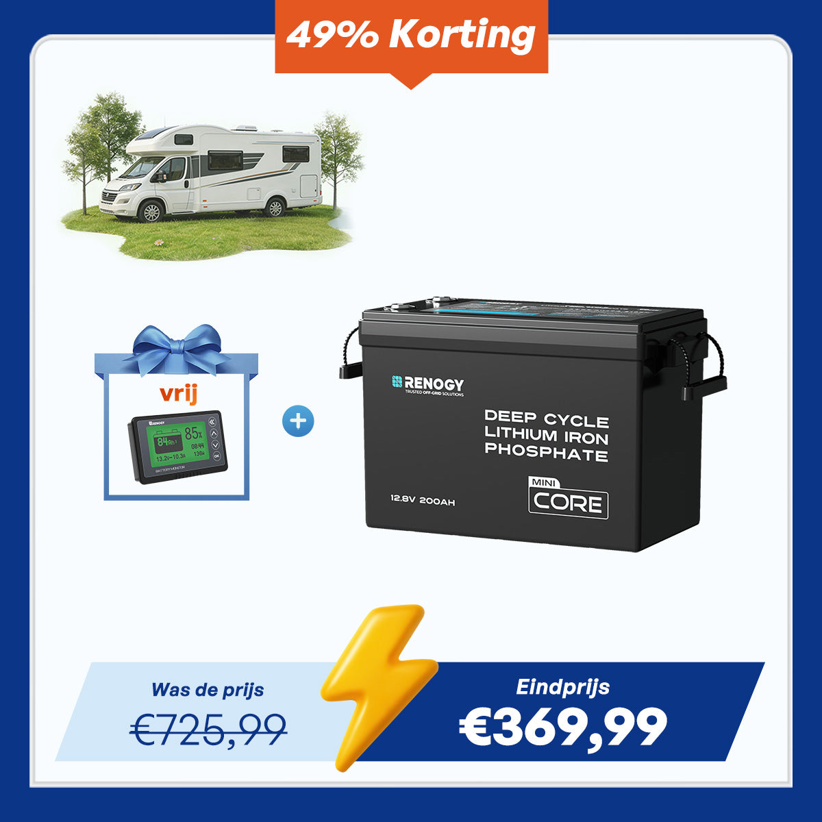 Batterie LiFePO4 Renogy Core Mini 12,8 V 200 Ah avec autothermie