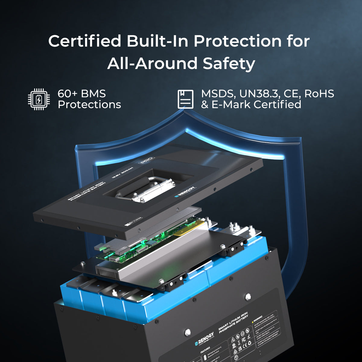 Pro - 12V 135Ah/200Ah LiFePO4-accu onder de zitting, Bluetooth