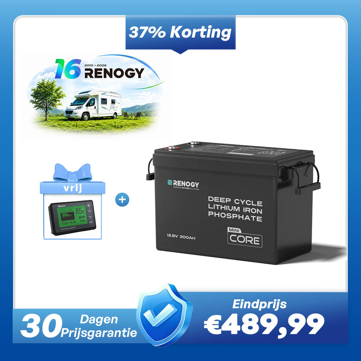 Core Mini – 12,8V 300Ah LiFePO4 Accu met Laagtemperatuurbescherming voor Camper & Caravan