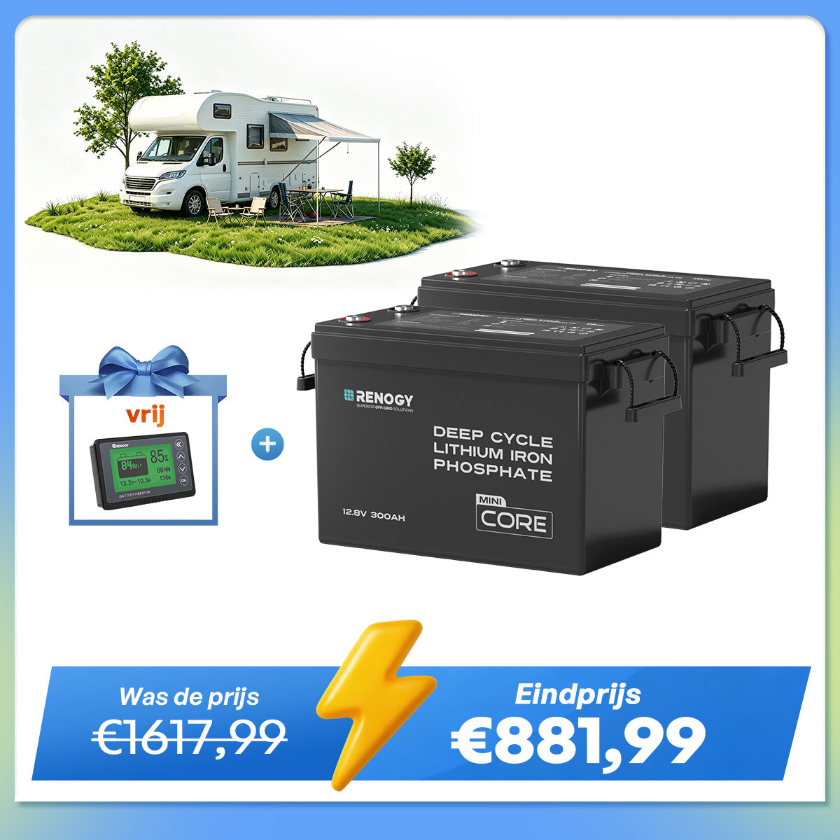 Core Mini – 12,8V 300Ah LiFePO4 Accu met Laagtemperatuurbescherming voor Camper & Caravan