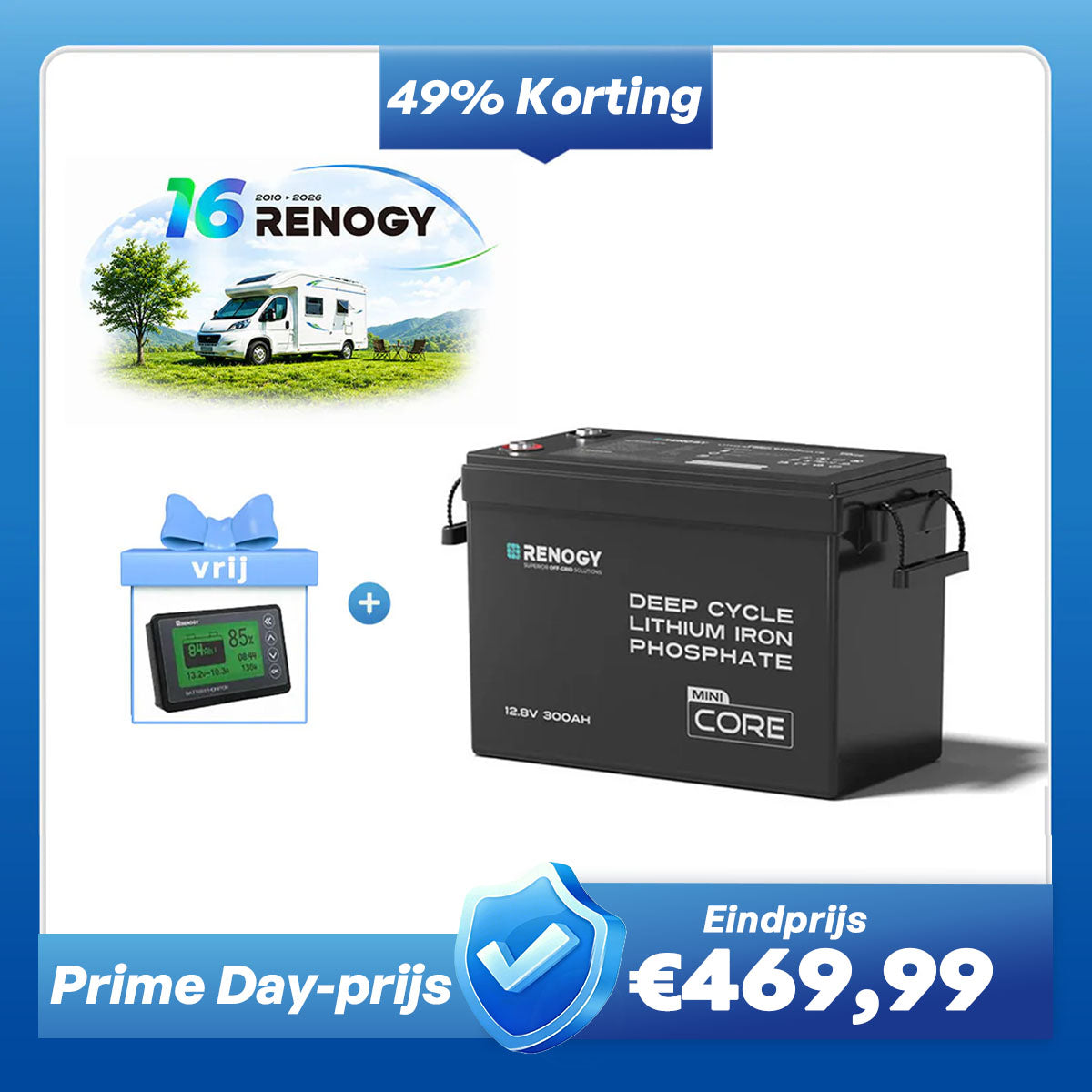 Core Mini – 12,8V 300Ah LiFePO4 Accu met Laagtemperatuurbescherming voor Camper & Caravan