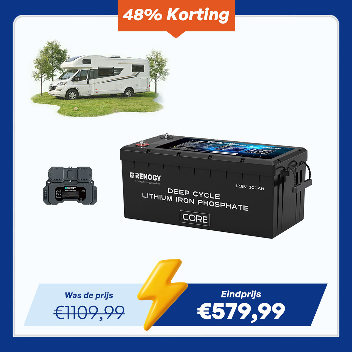 Batterie LiFePO4 12V 300Ah Core Series de Renogy – Auto-chauffante (Nouvelle Version)