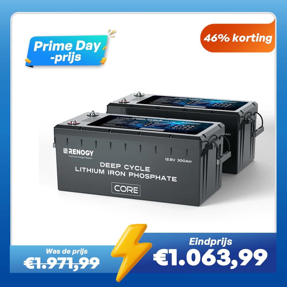 Renogy 12V 300Ah Core Series LiFePO4 Accu – Zelfverwarmend (Nieuwe Versie)