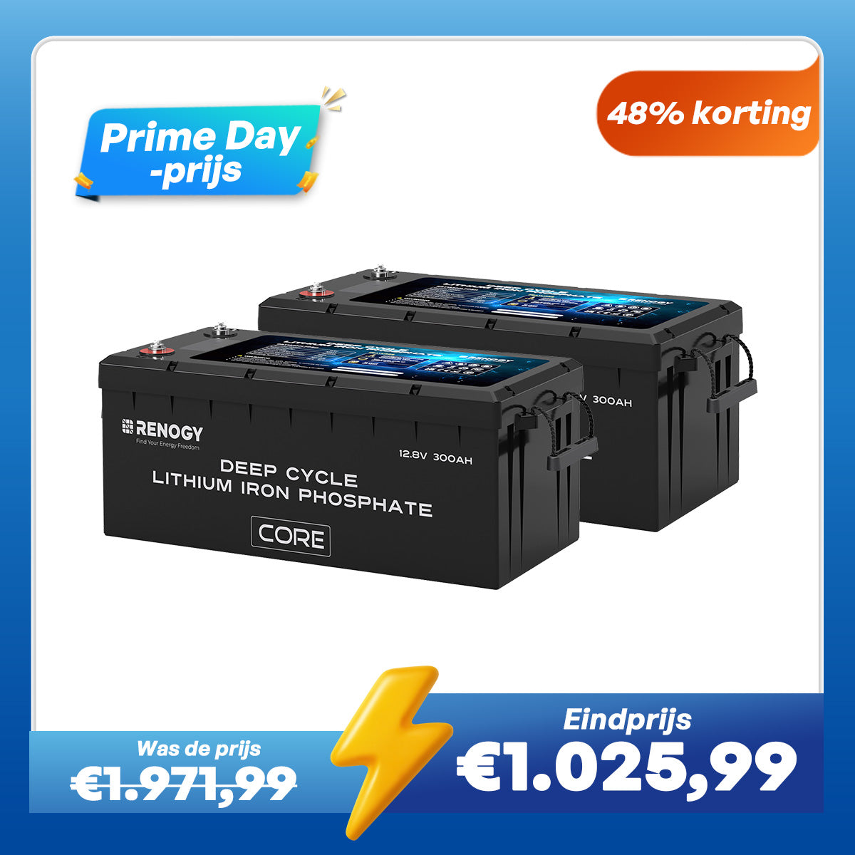 Renogy 12V 300Ah Core Series LiFePO4 Accu – Zelfverwarmend (Nieuwe Versie)