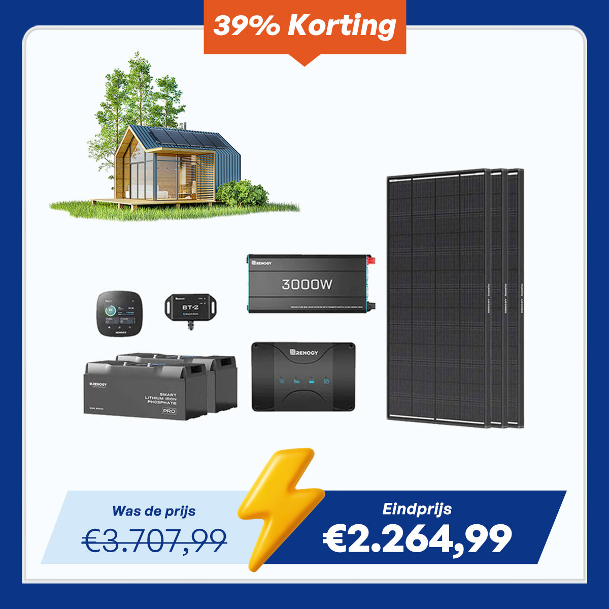 5,12 kWh Caravan Power System | 3000W-omvormer, 50A acculader