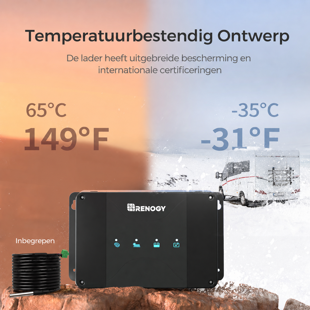 Renogy 12V 50A DC-DC Acculader met MPPT Temperatuurbestendig Ontwerp